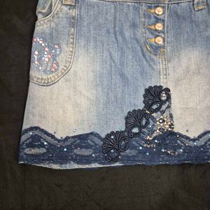 Cute mini  Embellished Denim Skirt y2k whimsical