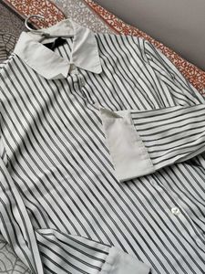Striped Collared Button-Up Shirt