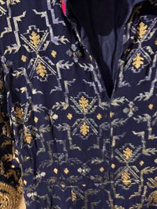 Elegant Navy Embroidered Gown.