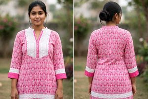 Stylish Pink Printed Kurta