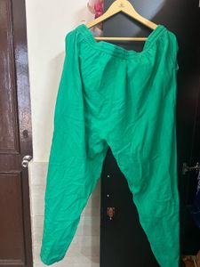 Vibrant Green Button-Up Shirt and Bottom Set