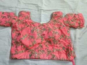 Embroidered Pink Blouse and lehenga