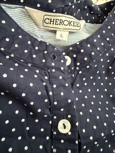 Classic Navy Polka Dot Long Sleeve Top