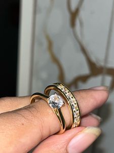 Anti Tarnish Gold Ring Set with Cubic Zirconia