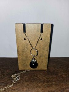 Elegant Handmade Black Bead Pendant Necklace