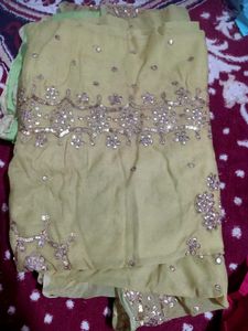Embroidered Yellow Saree with Sequins