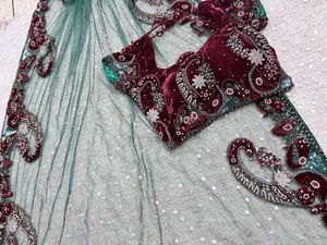 stunning net saree with velvet blouse
