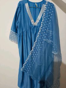 Blue Ethnic Kurta Set with Dupatta
