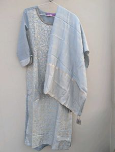 Elegant Blue Kurta Set with Dupatta