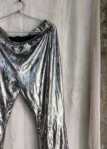 flared silver pants
