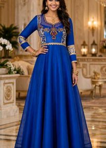 Royal Blue Embroidered Anarkali Gown