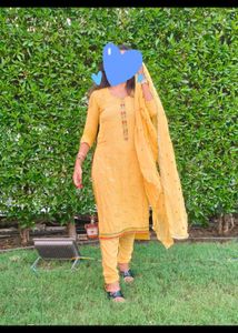 Yellow Embroidered Kurta Set with Dupatta
