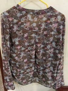 Sheer Floral Print Long Sleeve Top