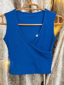 V-Neck Ribbed Sleeveless Crop Top