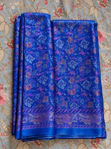 Beautiful Blue Silk Saree with Intricate Designs