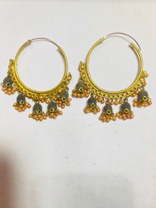 Hoop Jhumka Earrings - Gold