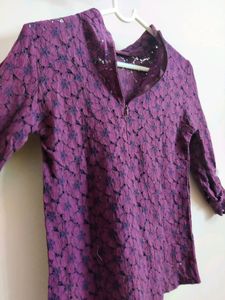 🔥BUY1GET1🔥 solid purple designed women's top