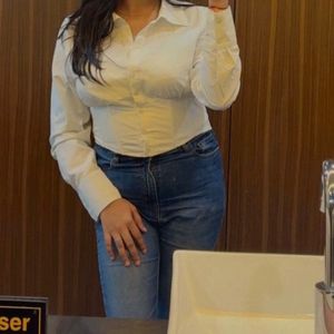 Chic White Ruched Shirt