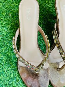 Embellished Gold Flat Sandals