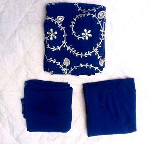 Embroidered Royal Blue Kurta Set