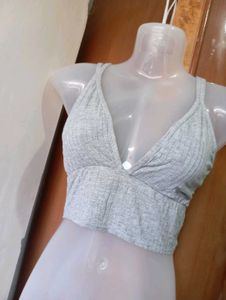 Gray Lace Trim Bralette
