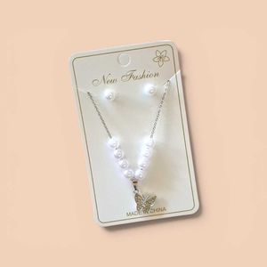 Elegant Pearl &amp; Butterfly Necklace Set