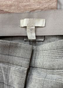 Grey Plaid Straight Leg Pants