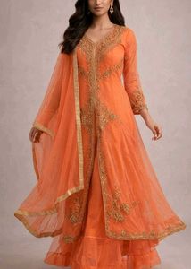 3 piece gown with embriodery shrug