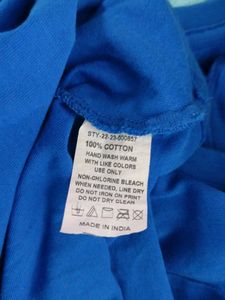 Blue With White Printed T Shirts (Men's)