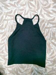 Black Ribbed Crop Top