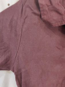 Bonkers Chic Brown Collared Crop Top
