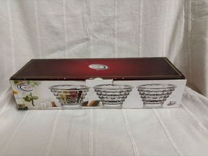 🆕3 pc High Quality Big Heavy Glassware Bowls Set