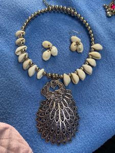 Bohemian Peacock Necklace & Earrings Set
