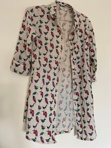 White Printed Long Top