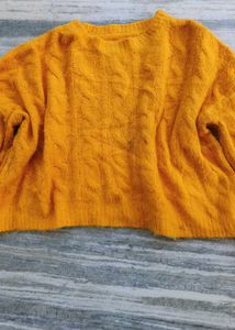 Mustard Knit Cropped Sweater