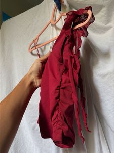 Maroon One-Shoulder top