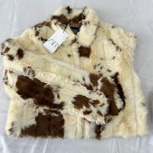 Zara animal print Faux Fur Jacket