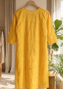 Bright Yellow Embroidered Kurta
