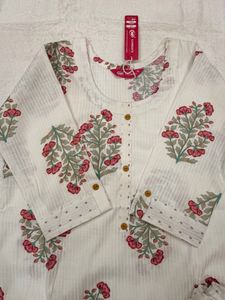 White Floral Print Kurta set