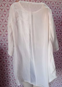 Elegant White Embroidered Sheer Kimono