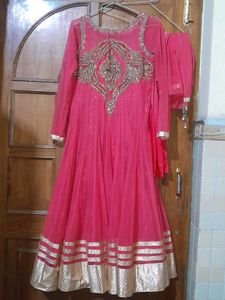 Stunning Pink Frock Choli with Embroidery