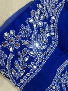 Royal Blue Embroidered Kurta with inner lining