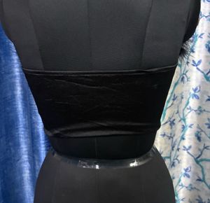 Black Feather Trim Corset Top