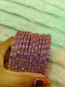 Colorful Lotus Bangles - Set of 4