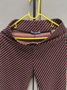 M&amp;S Stylish Maroon Geometric Pattern Pants