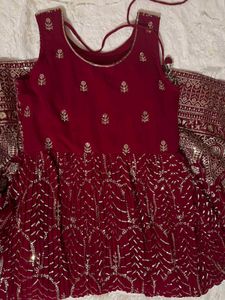 Elegant Maroon Embroidered Gown