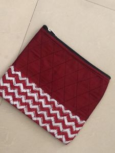 Stylish Red & White Chevron Clutch
