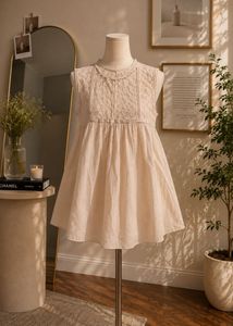 Boho Lace Detail Cream Tunic Top