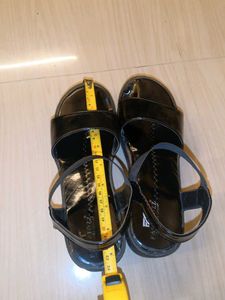 Stylish Black Patent Wedge Sandals
