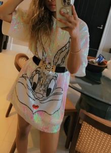 Pastel iridescent sequin mini oversized dress